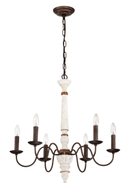 Retro White And Rust Color Chandelier With Light Fixture 6 Light E12 NO Include Bulb Pendant Light Fixtures For Dining Room, Lobby, Kitchen, Bedroom,