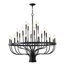 24-Light Black Chandelier Industrial Iron Candle Chandelier Modern Suspended Farmhouse Chandeliers Pendant Light Fixtures For Dining Room Bedroom Livi