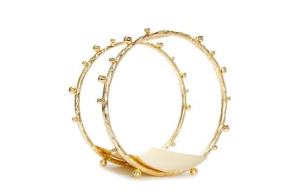 Gold Metal Magazine Rack with Ball Design