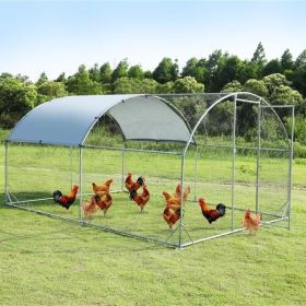 Large metal chicken coop upgrade three support steel wire impregnated plastic net cage, Oxford cloth silver plated waterproof UV protection