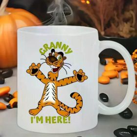 11 Oz White Ceramic Coffee Mug with Cartoon Tiger Print Design - The Perfect Gift for Valentine'S Day, Anniversaries,