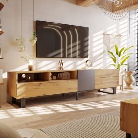 Modern TV Stand For 80'' TV, Double Storage, Media Console, Entertainment Center (Option: Wood)