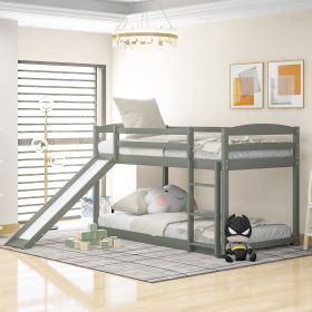 Gray Twin Twin Bunk Bed Convertible Slide Ladder (Option: Gray)