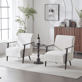 26.38 Modern Beige Lounge Chair With Polyester Upholstery And Sturdy Metal Frame, Ideal For Living Room, Bedroom, Or Office (Option: Beige-2pcs)