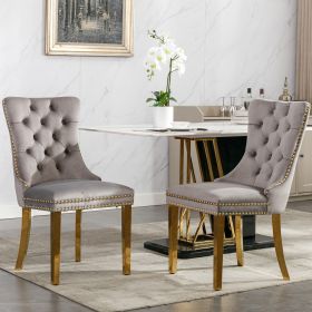 Nikki Modern Solid Wood Velvet Cushioned Dining Chair (Option: Gray)